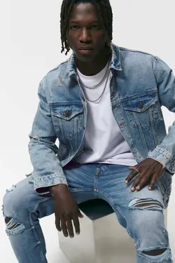 شلوار جین جذب مردانه آبی زارا