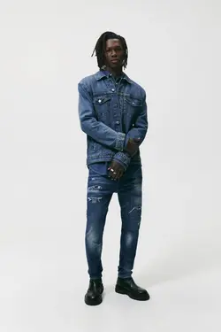 شلوار جین جذب مردانه آبی زارا