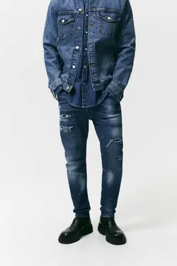 شلوار جین جذب مردانه آبی زارا