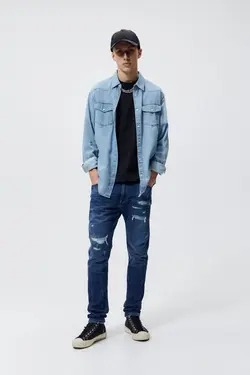 شلوار جین جذب مردانه آبی زارا