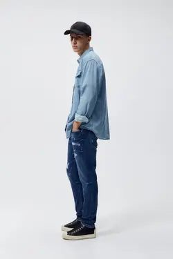 شلوار جین جذب مردانه آبی زارا