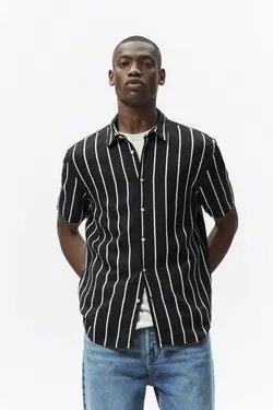 پیراهن آستین کوتاه مردانه مشکی زارا