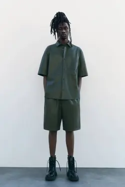 پیراهن آستین کوتاه مردانه خاکی زارا