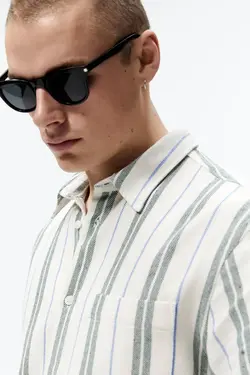 پیراهن آستین کوتاه مردانه سفید تیره زارا