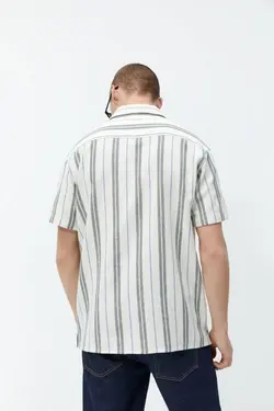پیراهن آستین کوتاه مردانه سفید تیره زارا