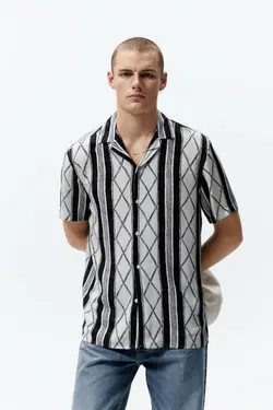 پیراهن آستین کوتاه مردانه مشکی زارا