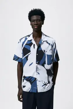 پیراهن آستین کوتاه مردانه آبی زارا