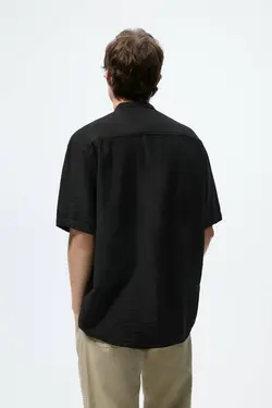 پیراهن آستین کوتاه مردانه مشکی زارا