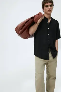 پیراهن آستین کوتاه مردانه مشکی زارا