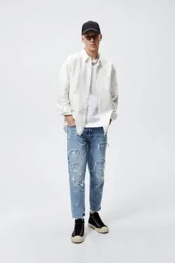 شلوار جین اسلیم فیت مردانه آبی زارا