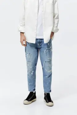 شلوار جین اسلیم فیت مردانه آبی زارا