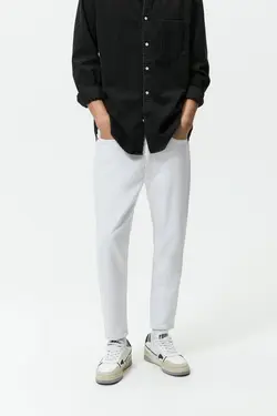 شلوار جین اسلیم فیت مردانه سفید زارا