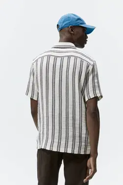 پیراهن آستین کوتاه مردانه سفید تیره زارا