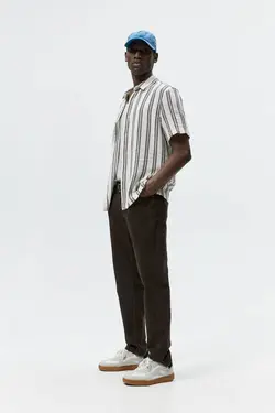 پیراهن آستین کوتاه مردانه سفید تیره زارا