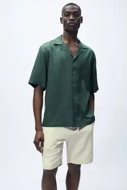 پیراهن آستین کوتاه مردانه خاکی زارا