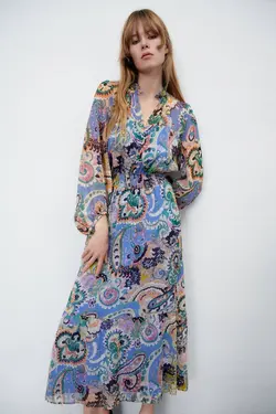 پیراهن میدی زنانه چند رنگ زارا