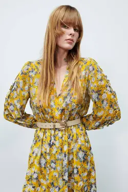 پیراهن میدی زنانه زرد زارا