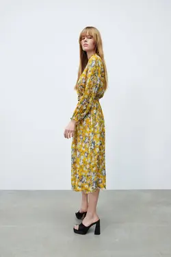 پیراهن میدی زنانه زرد زارا