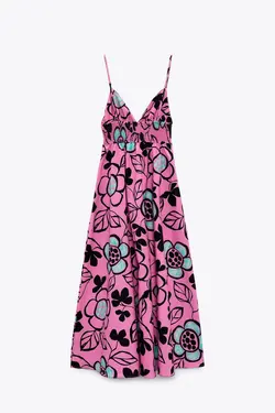 پیراهن میدی زنانه سرخابی زارا