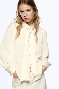 شومیز زنانه سفید تیره زارا