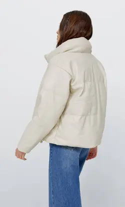 کاپشن پافر زنانه سفید تیره استرادیواریوس