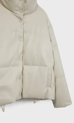 کاپشن پافر زنانه سفید تیره استرادیواریوس