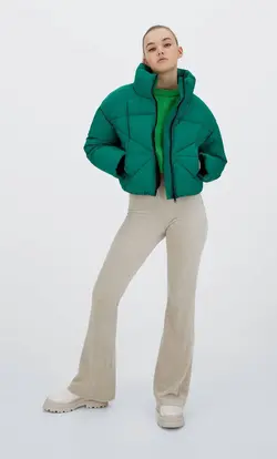 کاپشن پافر زنانه سبز استرادیواریوس