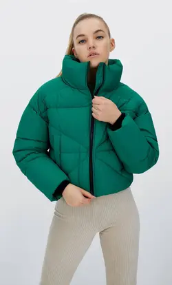 کاپشن پافر زنانه سبز استرادیواریوس