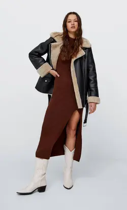 کاپشن بایکر زنانه مشکی استرادیواریوس