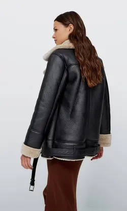 کاپشن بایکر زنانه مشکی استرادیواریوس