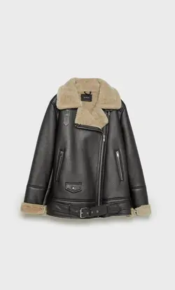 کاپشن بایکر زنانه مشکی استرادیواریوس