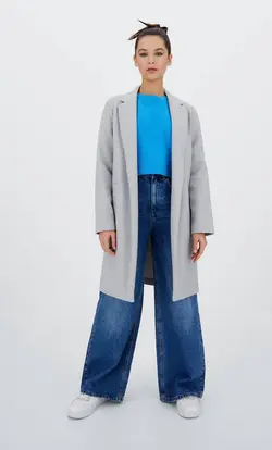 پالتو زنانه خاکستری روشن استرادیواریوس