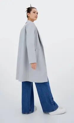 پالتو زنانه خاکستری روشن استرادیواریوس