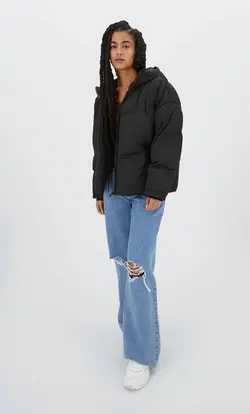 کاپشن پافر زنانه مشکی استرادیواریوس