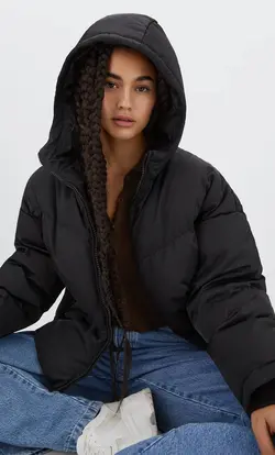 کاپشن پافر زنانه مشکی استرادیواریوس