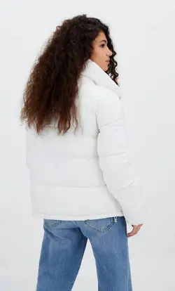 کاپشن پافر زنانه سفید تیره استرادیواریوس