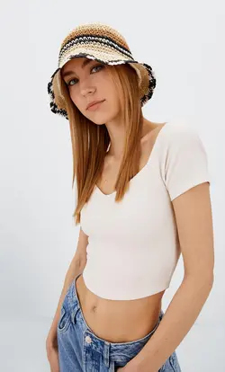 کلاه حصیری زنانه قهوه ای استرادیواریوس