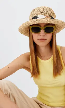 کلاه حصیری زنانه قهوه ای استرادیواریوس