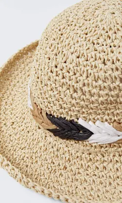 کلاه حصیری زنانه قهوه ای استرادیواریوس