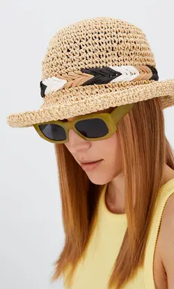 کلاه حصیری زنانه قهوه ای استرادیواریوس