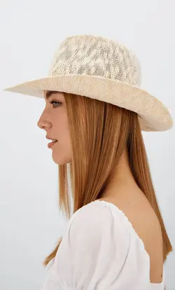 کلاه حصیری زنانه سفید تیره استرادیواریوس