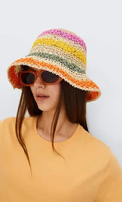 کلاه حصیری زنانه قهوه ای استرادیواریوس