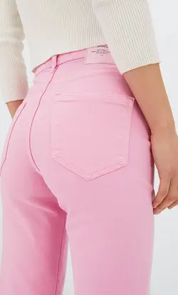 شلوار جین مام استایل زنانه صورتی استرادیواریوس