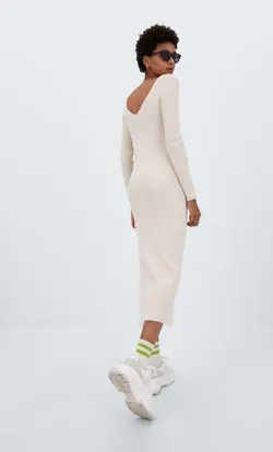 پیراهن بافت زنانه بژ استرادیواریوس