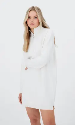 پیراهن بافت زنانه سفید تیره استرادیواریوس