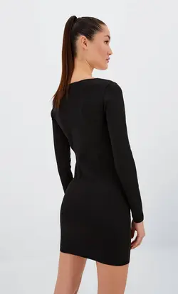 پیراهن بافت زنانه مشکی استرادیواریوس