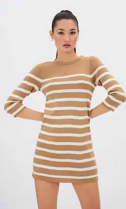 پیراهن بافت زنانه بژ استرادیواریوس