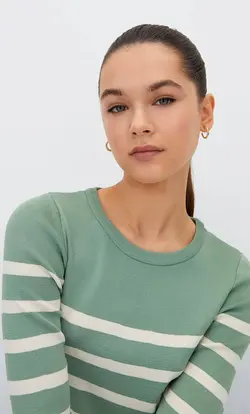 پیراهن بافت زنانه سبز استرادیواریوس