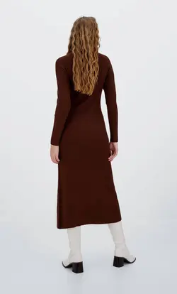 پیراهن بافت زنانه قهوه ای استرادیواریوس