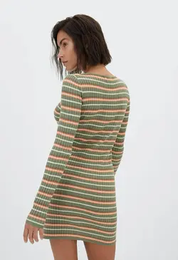 پیراهن بافت زنانه خاکی استرادیواریوس